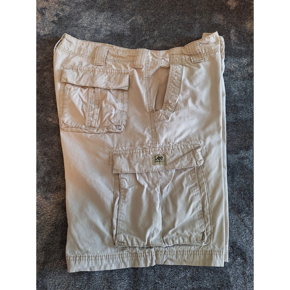 Lee Dungarees Cargo Shorts Mens 38 Beige 90's 100%Cotton Work Wear - Picture 1 of 10